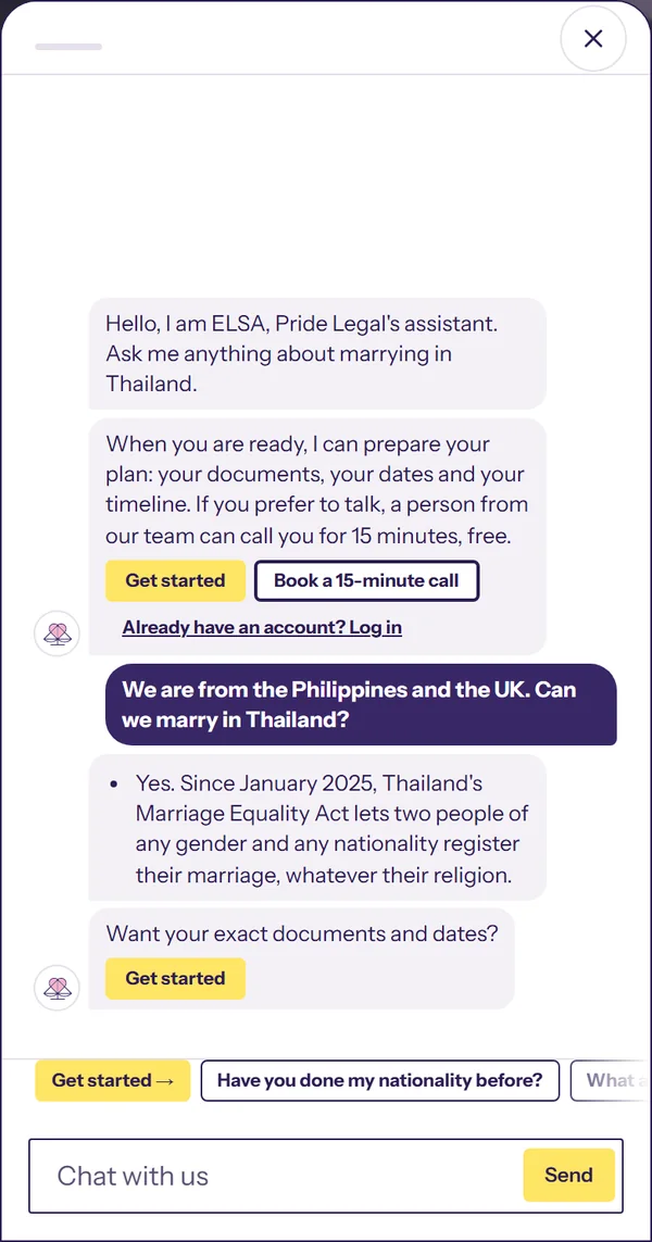 ELSA answering a couple's question in the chat